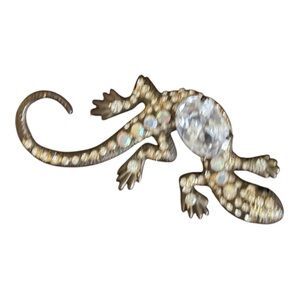 Lizard Pin Brooch with Crystal Accents Women